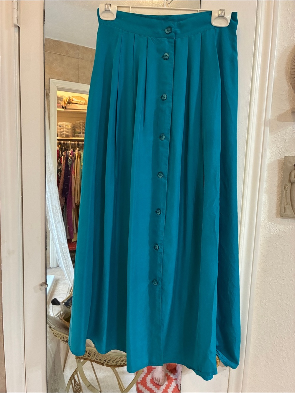 Turquoise Blue Silk Skirt